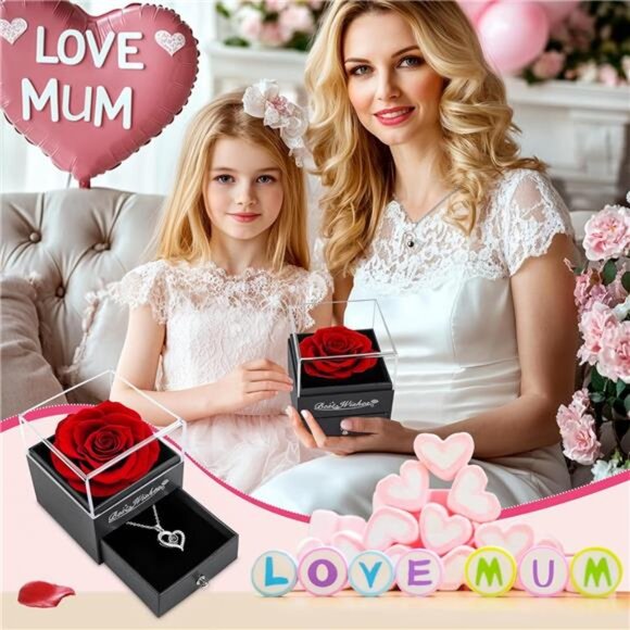 Valentines Day Rose Gifts for Her,Birthday Gifts for Women,Red Preserved - Picture 3 of 7